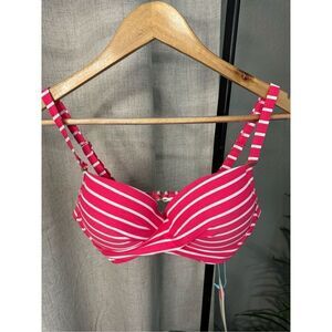 Sea Level Swim Coral Chamarel Cross Front‎ Moulded Underwire Bikini Swim Top NWT